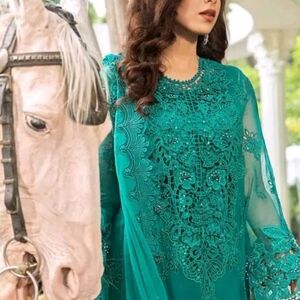 Elegant Teal Embroidered Dress